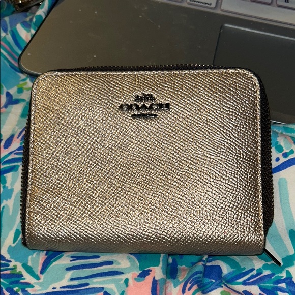 Coach Handbags - Coach Shimmering Silver Wallet